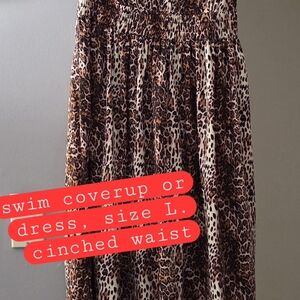 Strapless Leopard Print Dress - Brown/Tan